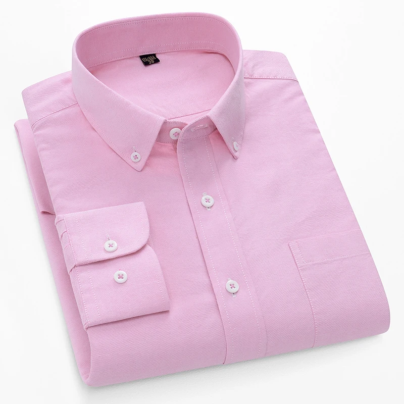 Oxford Cotton Casual Shirt Business - قمصان أوكسفورد رجالية بأكمام طويلة 100%