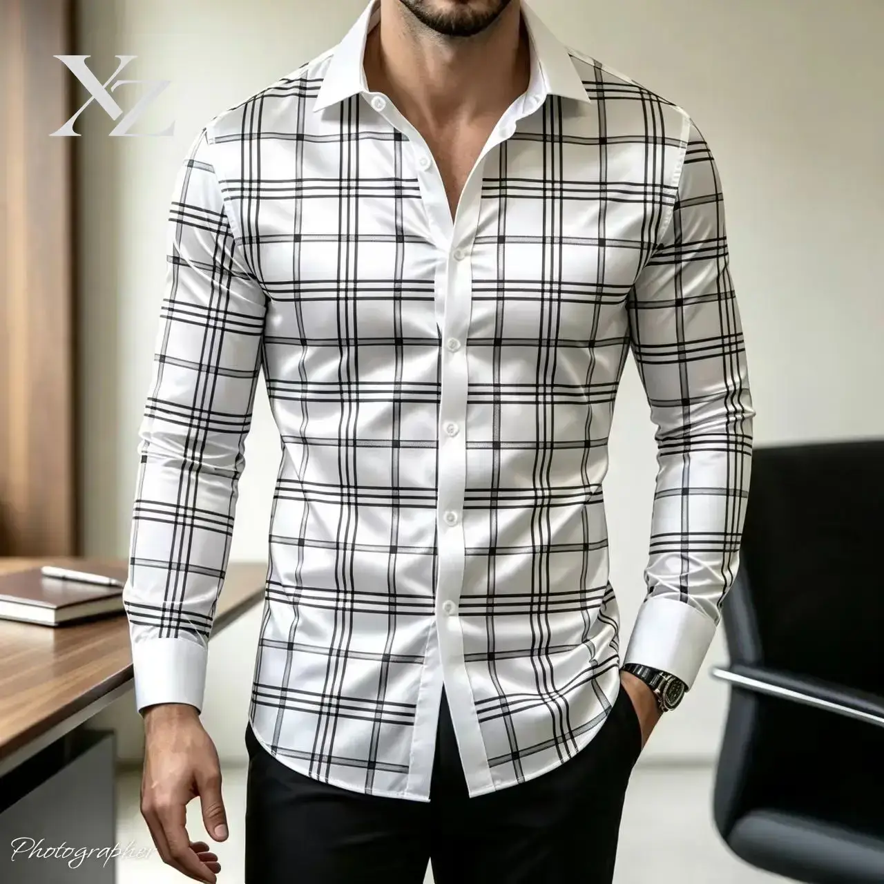 Mens Satin Silk Dress Shirt - قميص رجالي أنيق بأكمام طويلة وياقة