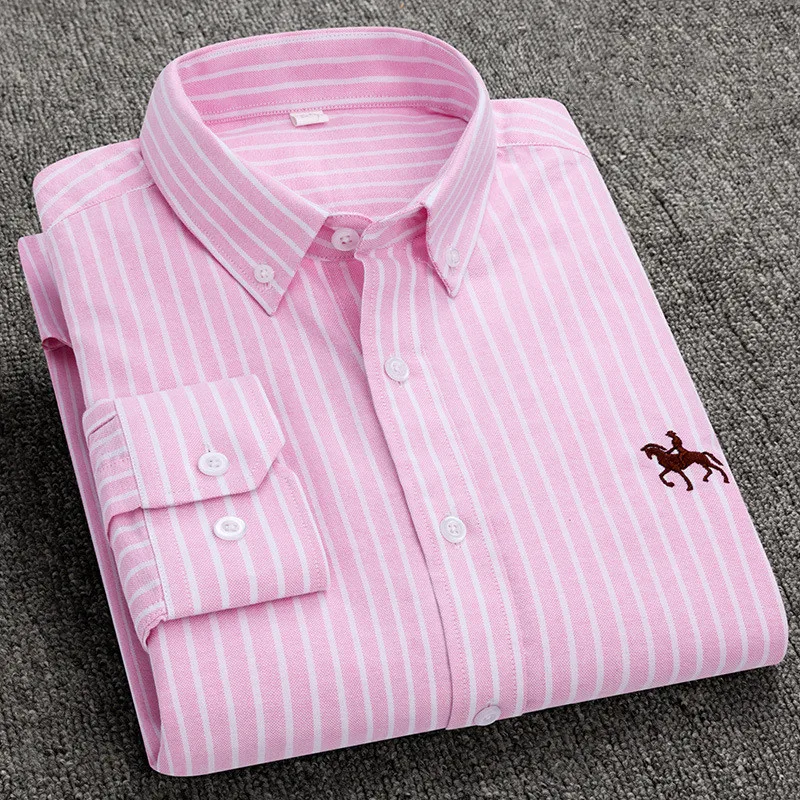 Oxford Cotton Casual Shirt Business - قميص رجالي طويل الأكمام 2024 من