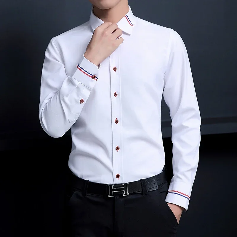 Oxford Cotton Casual Shirt Business - قميص رجالي جديد، تصميم كوري أوكسفورد،