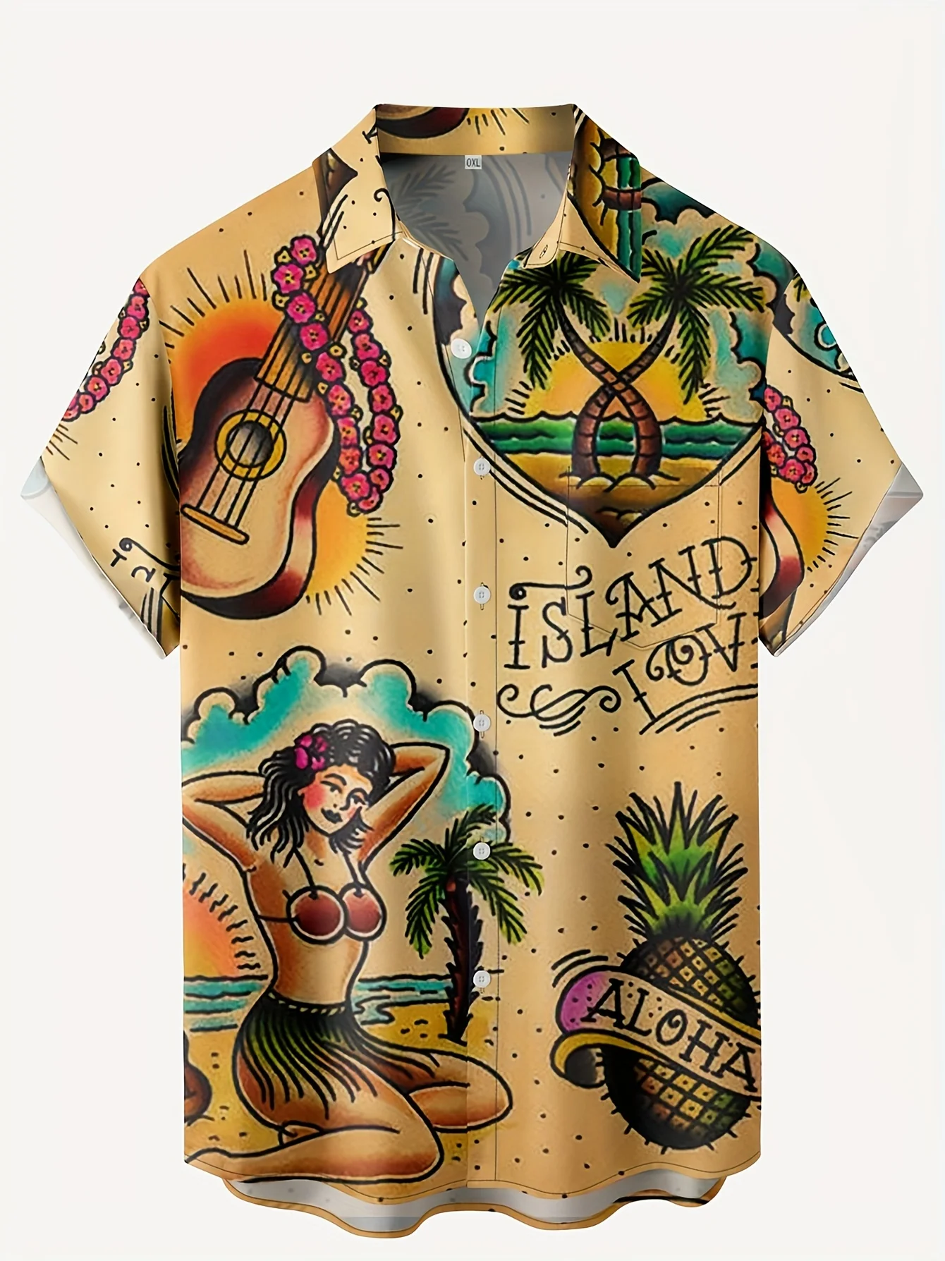 Vintage Hawaiian Floral Shirt - قمصان هاواي رجالية متعددة الأنماط بطباعة