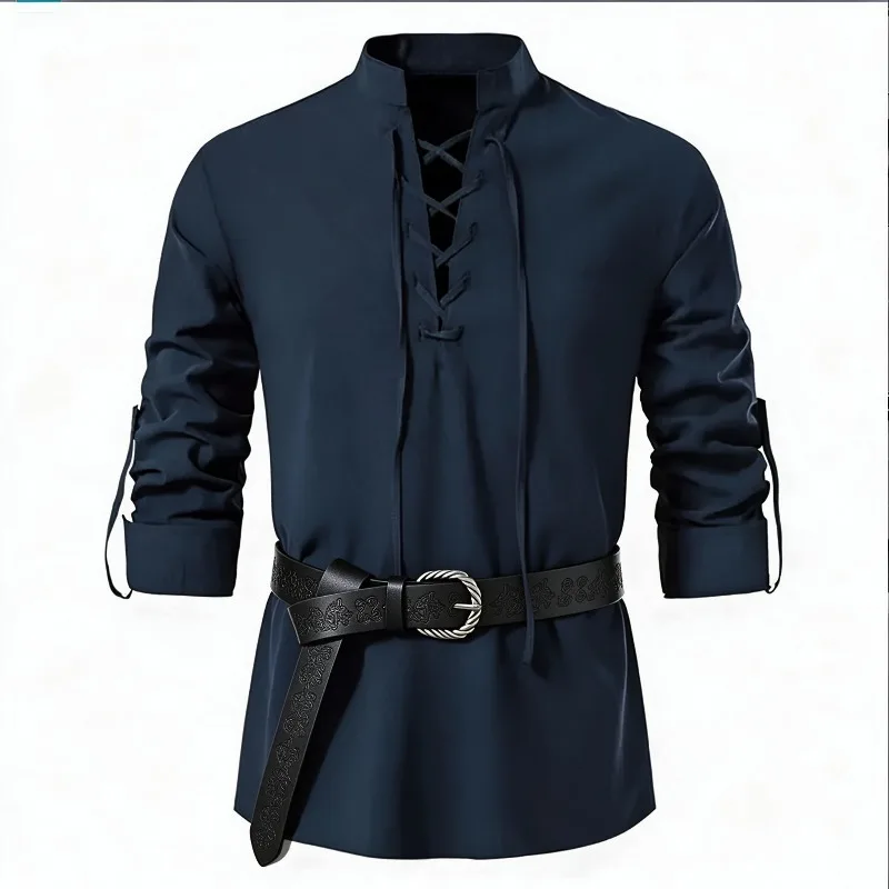 قميص رجالي من القرون الوسطى بت - مراجعة Medieval Gothic Lace Up Pirate Shirt وسعره