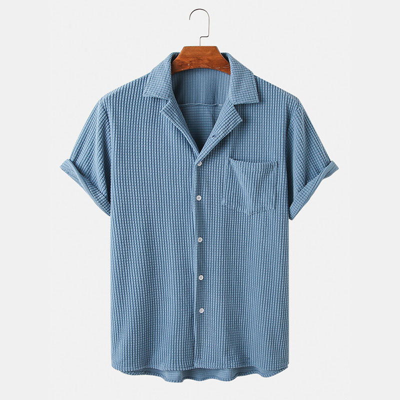 ملابس الصيف الرجالية الفاخرة س - مراجعة Corduroy Button Up Shirt Men وسعره