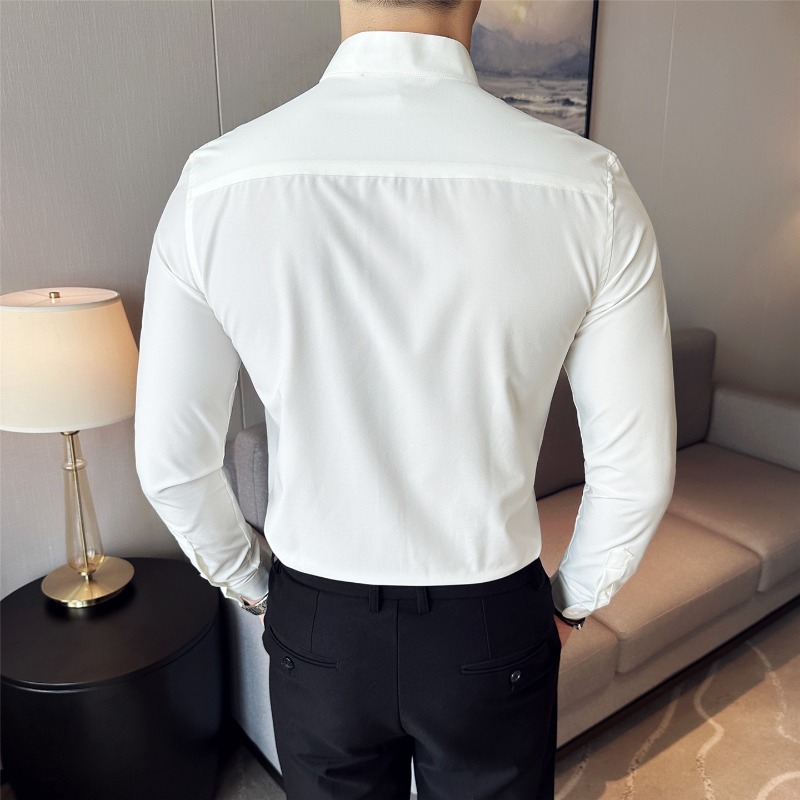 الرجال قمصان اللباس النمط البر - مراجعة Mandarin Collar Formal Shirt Slim Fit وسعره